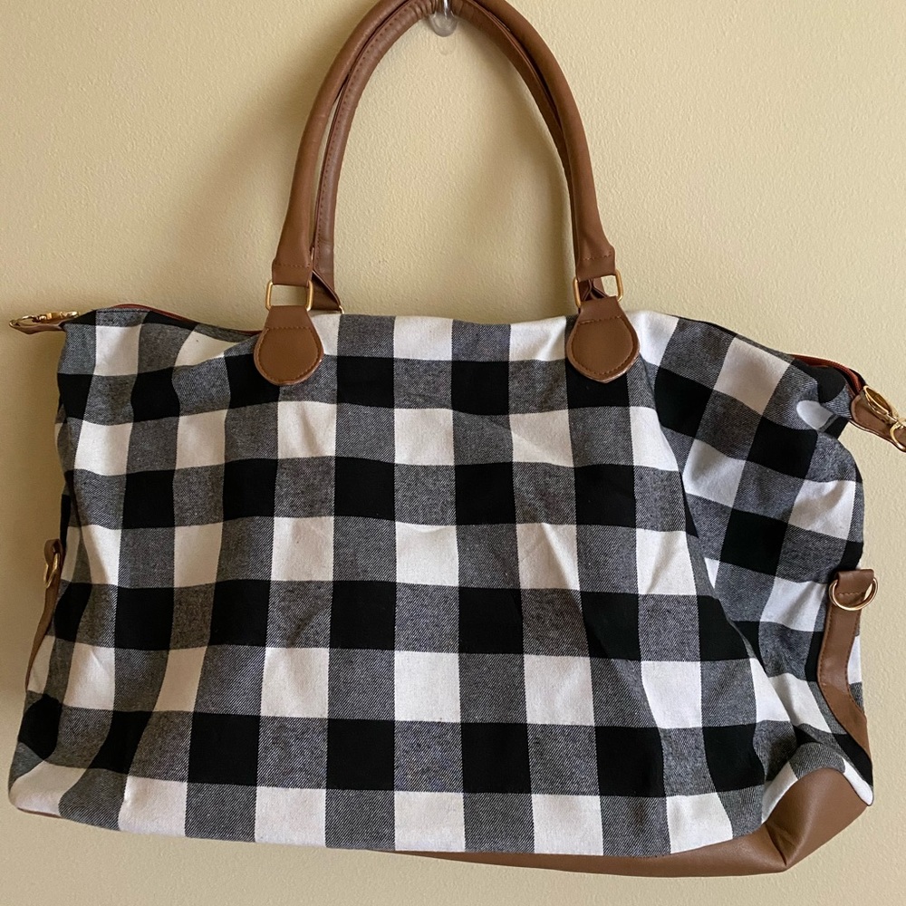 NWOT - Plaid Black Duffel Bag.